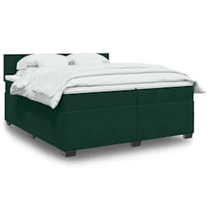 Box spring postel s matrací tmavě zelená 200x200 cm samet - obrázek 1