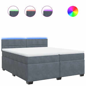 Box spring postel s matrací tmavě šedá 200x200 cm samet - obrázek 2