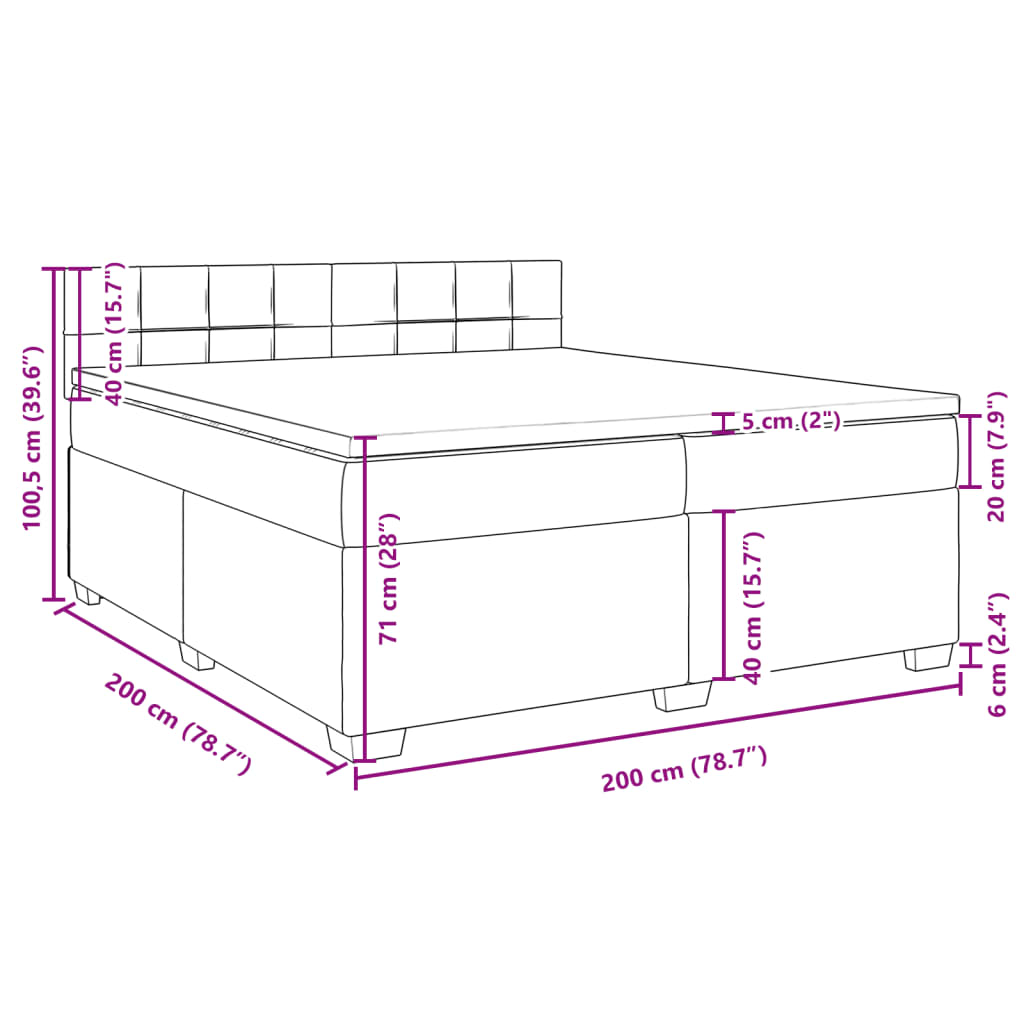 Box spring postel s matrací tmavě šedá 200x200 cm samet - obrázek 18