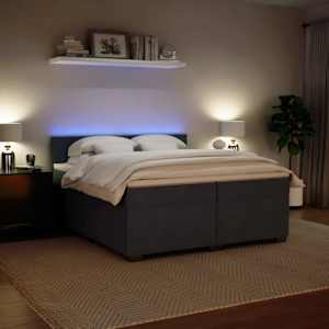 Box spring postel s matrací tmavě šedá 200x200 cm samet - obrázek 4