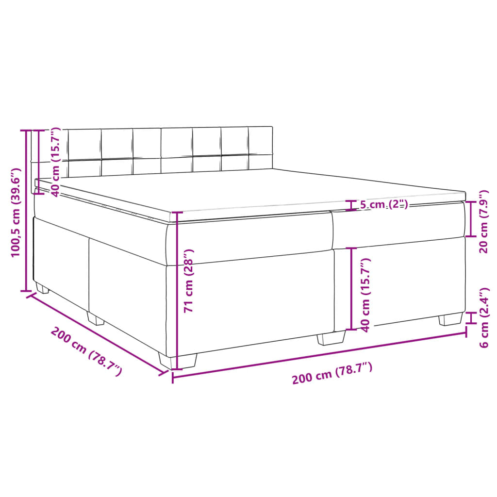 Box spring postel s matrací černá 200x200 cm samet - obrázek 18