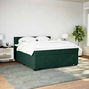 Box spring postel s matrací tmavě zelená 200x200 cm samet - obrázek 5