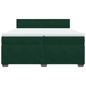 Box spring postel s matrací tmavě zelená 200x200 cm samet - obrázek 6