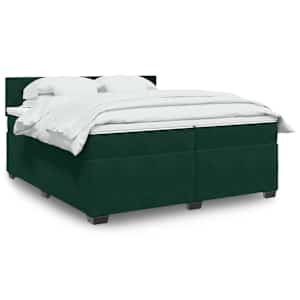 Box spring postel s matrací tmavě zelená 200x200 cm samet - obrázek 1