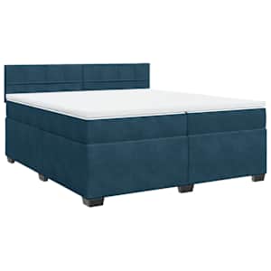 Box spring postel s matrací modrá 200 x 200 cm samet - obrázek 3