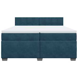 Box spring postel s matrací modrá 200 x 200 cm samet - obrázek 6