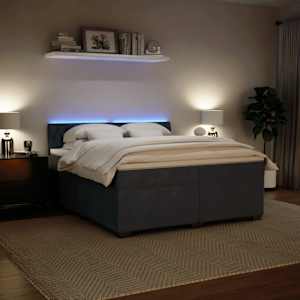 Box spring postel s matrací tmavě šedá 200x200 cm samet - obrázek 4