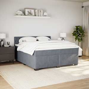 Box spring postel s matrací tmavě šedá 200x200 cm samet - obrázek 5