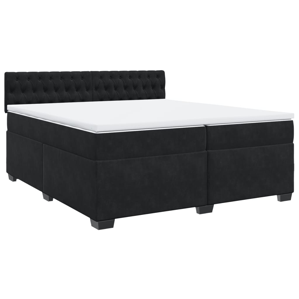 vidaXL Boxspring met matras fluweel zwart 200x200 cm afbeelding