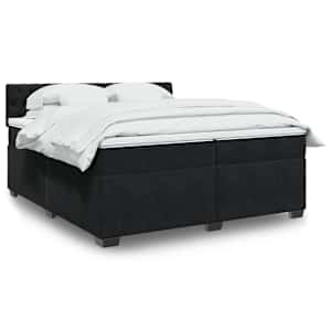 Box spring postel s matrací černá 200x200 cm samet - obrázek 1