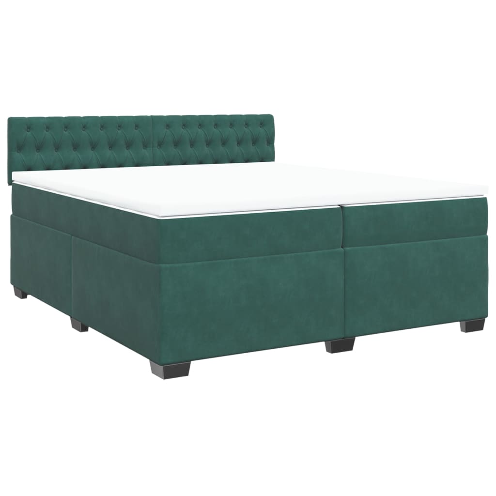 vidaXL Boxspring met matras fluweel donkergroen 200x200 cm afbeelding