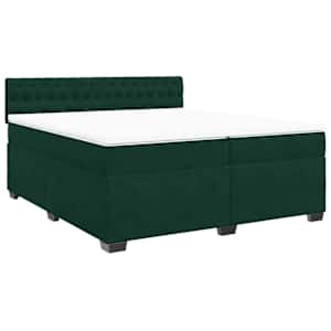 Box spring postel s matrací tmavě zelená 200x200 cm samet - obrázek 3