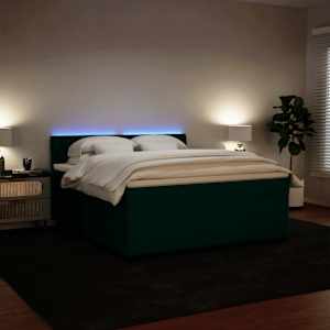 Box spring postel s matrací tmavě zelená 200x200 cm samet - obrázek 4