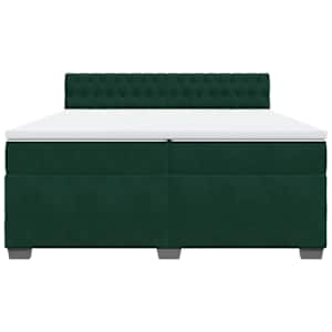 Box spring postel s matrací tmavě zelená 200x200 cm samet - obrázek 6