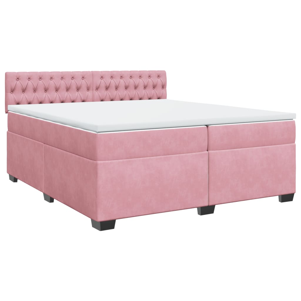 vidaXL Boxspring met matras fluweel roze 200x200 cm afbeelding