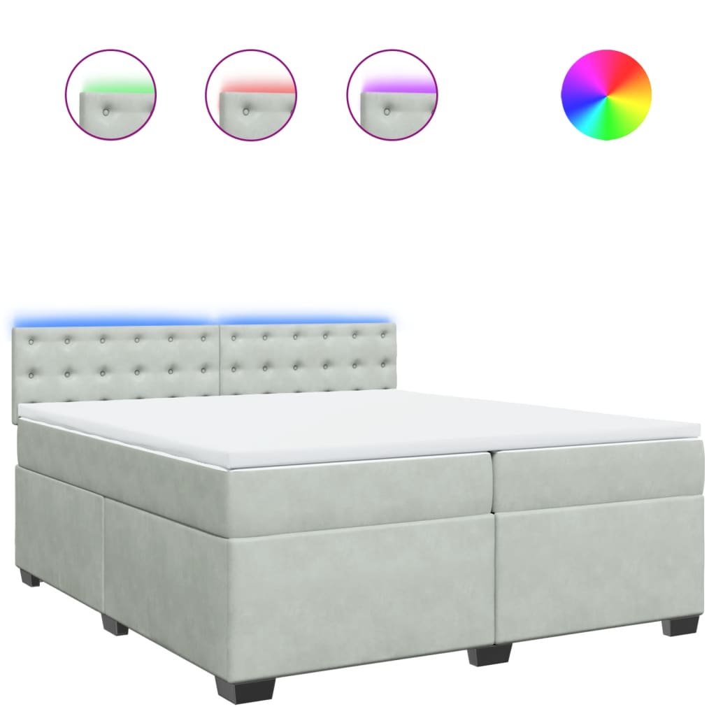 vidaXL Box spring postel s matrací světle šedá 200x200 cm samet