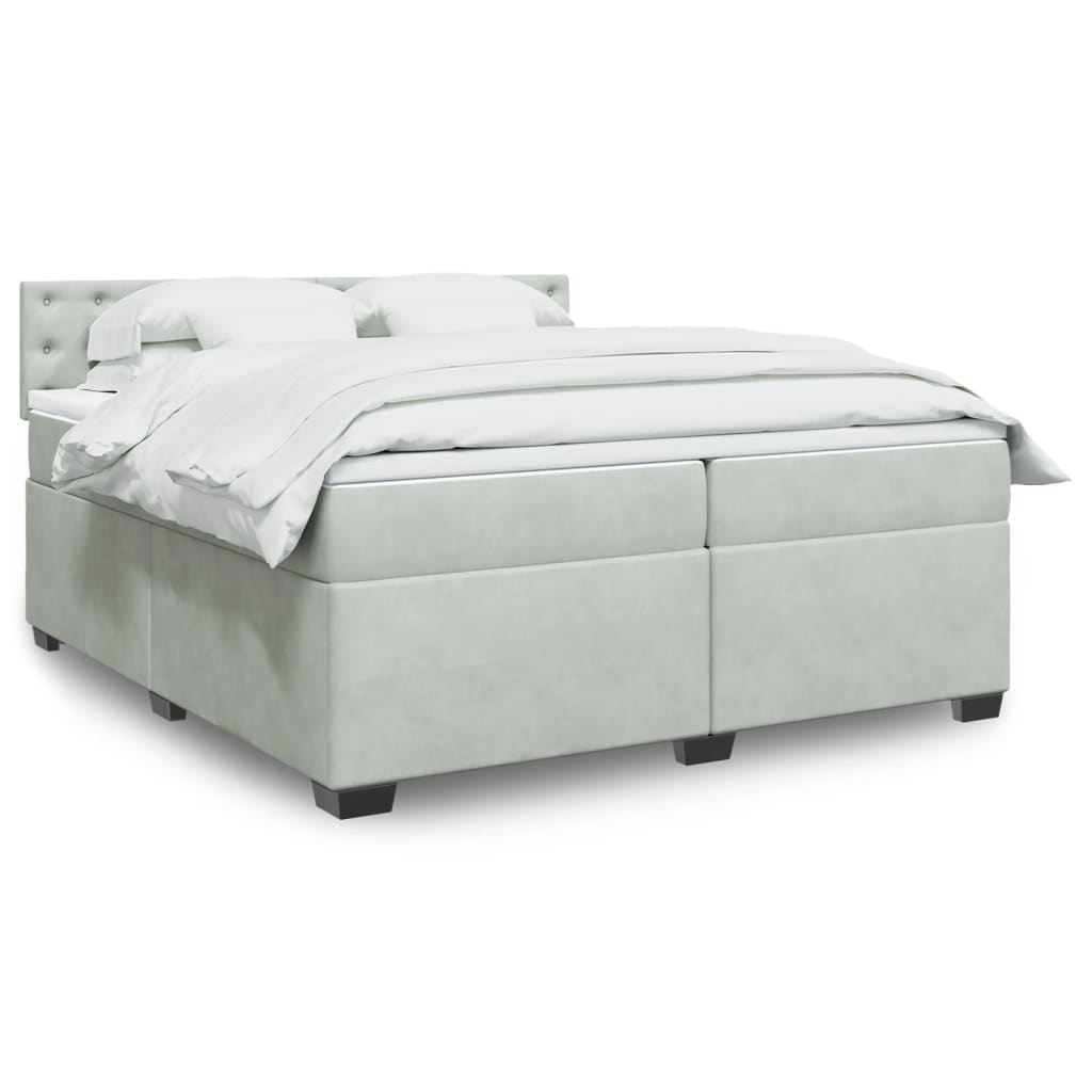 Boxspringbett mit Matratze Hellgrau 200×200 cm Samt