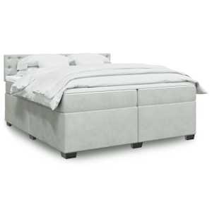 Box spring postel s matrací světle šedá 200x200 cm samet - obrázek 1