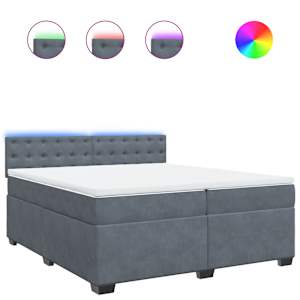 Box spring postel s matrací tmavě šedá 200x200 cm samet - obrázek 2