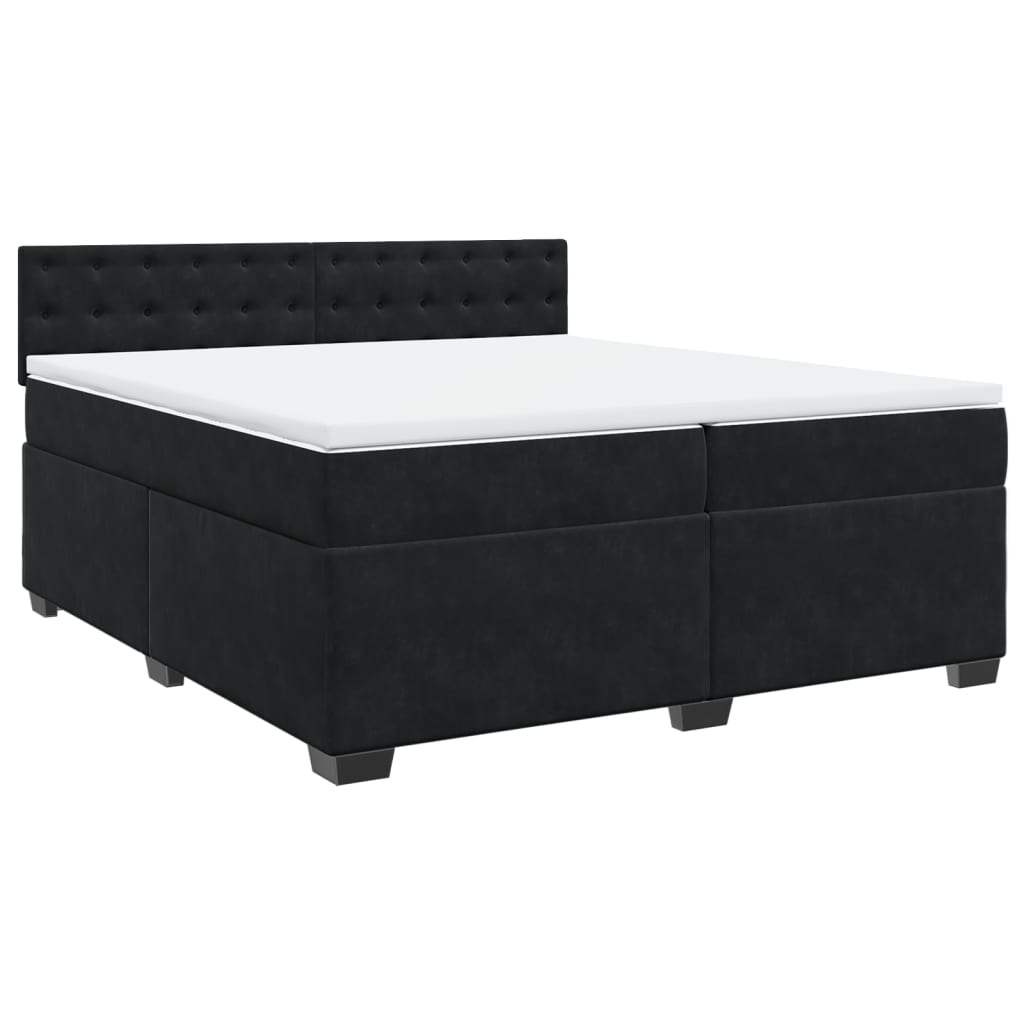 vidaXL Boxspring met matras fluweel zwart 200x200 cm afbeelding