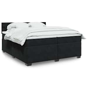 Box spring postel s matrací černá 200x200 cm samet - obrázek 1