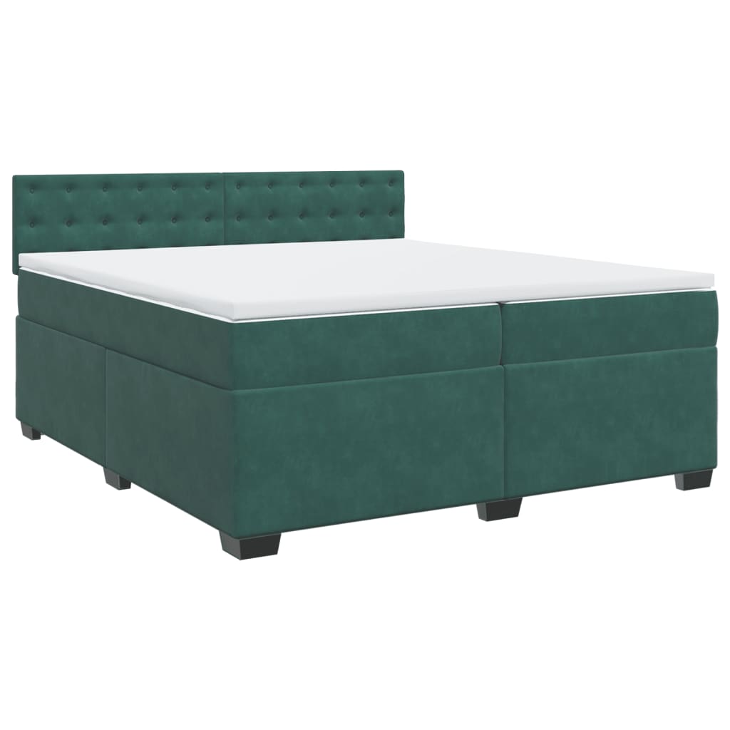 vidaXL Boxspring met matras fluweel donkergroen 200x200 cm afbeelding