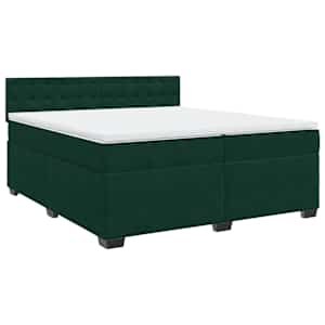 Box spring postel s matrací tmavě zelená 200x200 cm samet - obrázek 3
