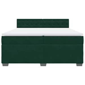Box spring postel s matrací tmavě zelená 200x200 cm samet - obrázek 6