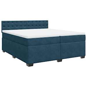 Box spring postel s matrací modrá 200 x 200 cm samet - obrázek 3