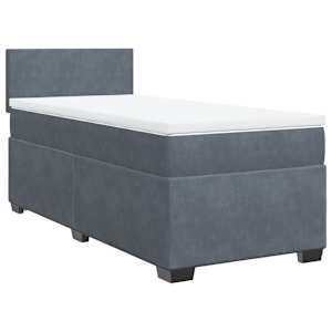 Box spring postel s matrací tmavě šedá Single samet - obrázek 3