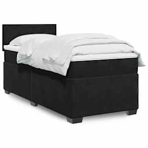 Box spring postel s matrací černá Single samet - obrázek 1