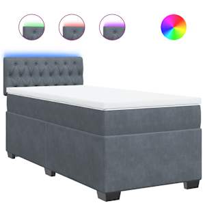 Box spring postel s matrací tmavě šedá Single samet - obrázek 2