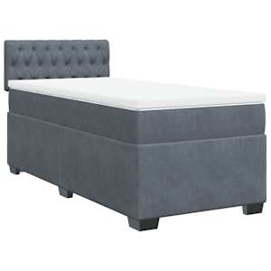Box spring postel s matrací tmavě šedá Single samet - obrázek 3