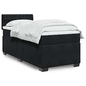 Box spring postel s matrací černá Single samet - obrázek 1