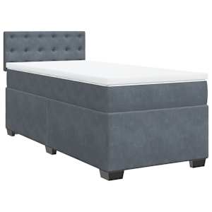 Box spring postel s matrací tmavě šedá Single samet - obrázek 3