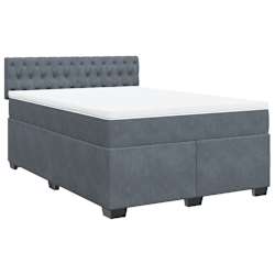 vidaXL Box Spring Bed with Mattress Dark Grey Queen Velvet