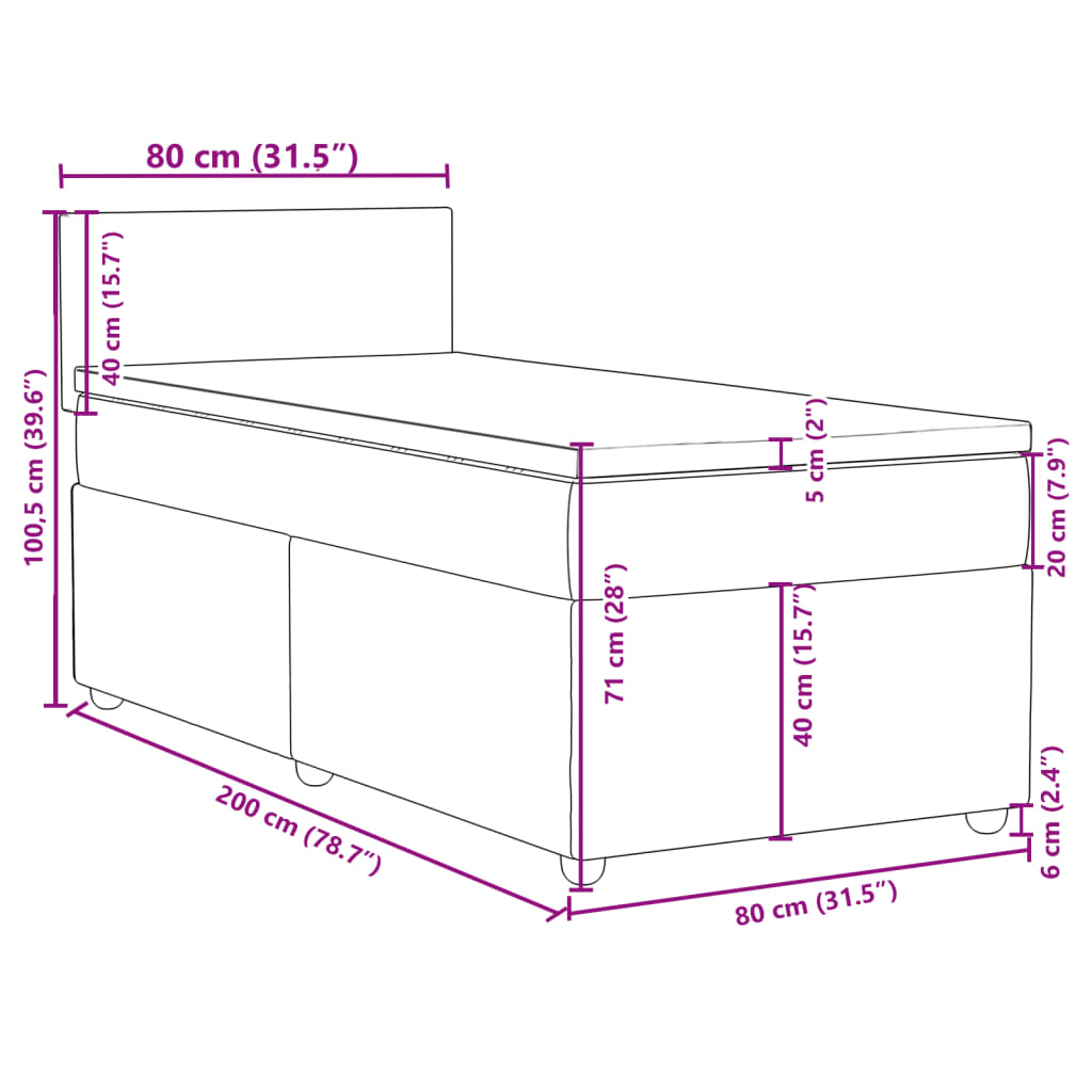 Box spring postel s matrací světle šedá 80 x 200 cm textil - obrázek 18