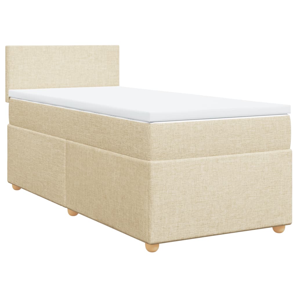 vidaXL Boxspring met matras stof crèmekleurig 80x200 cm afbeelding