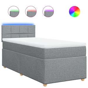 Box spring postel s matrací světle šedá 80 x 200 cm textil - obrázek 2