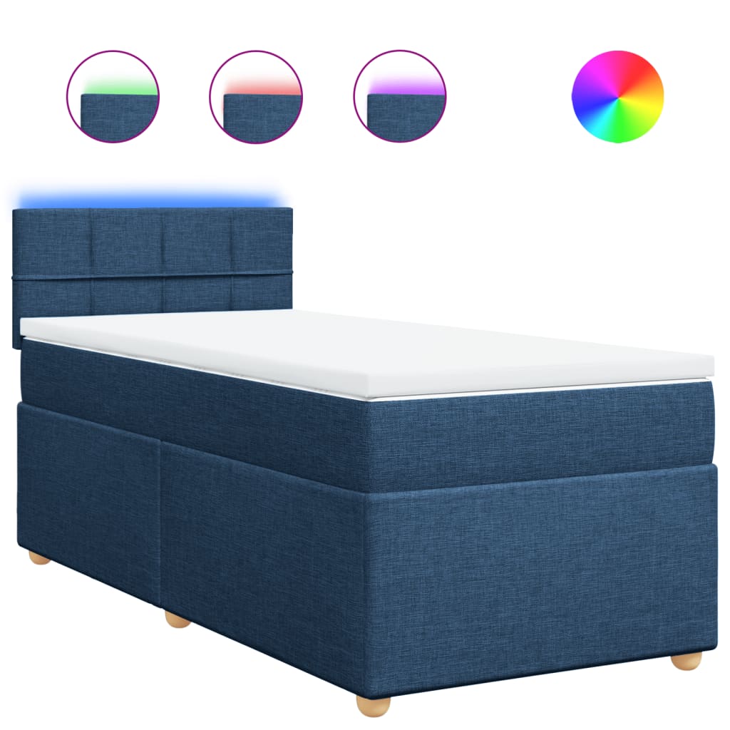 Thumbnail - vidaXL Boxspringbett mit Matratze Blau 80x200 cm Stoff