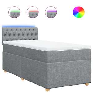 Box spring postel s matrací světle šedá 80 x 200 cm textil - obrázek 2