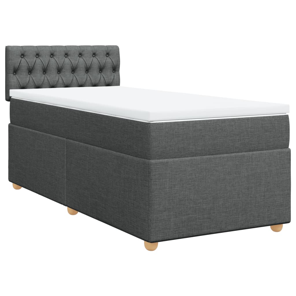 vidaXL Boxspring met matras stof donkergrijs 80x200 cm afbeelding