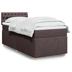 Box spring postelja z vzmetnico temno rjava 80x200 cm blago