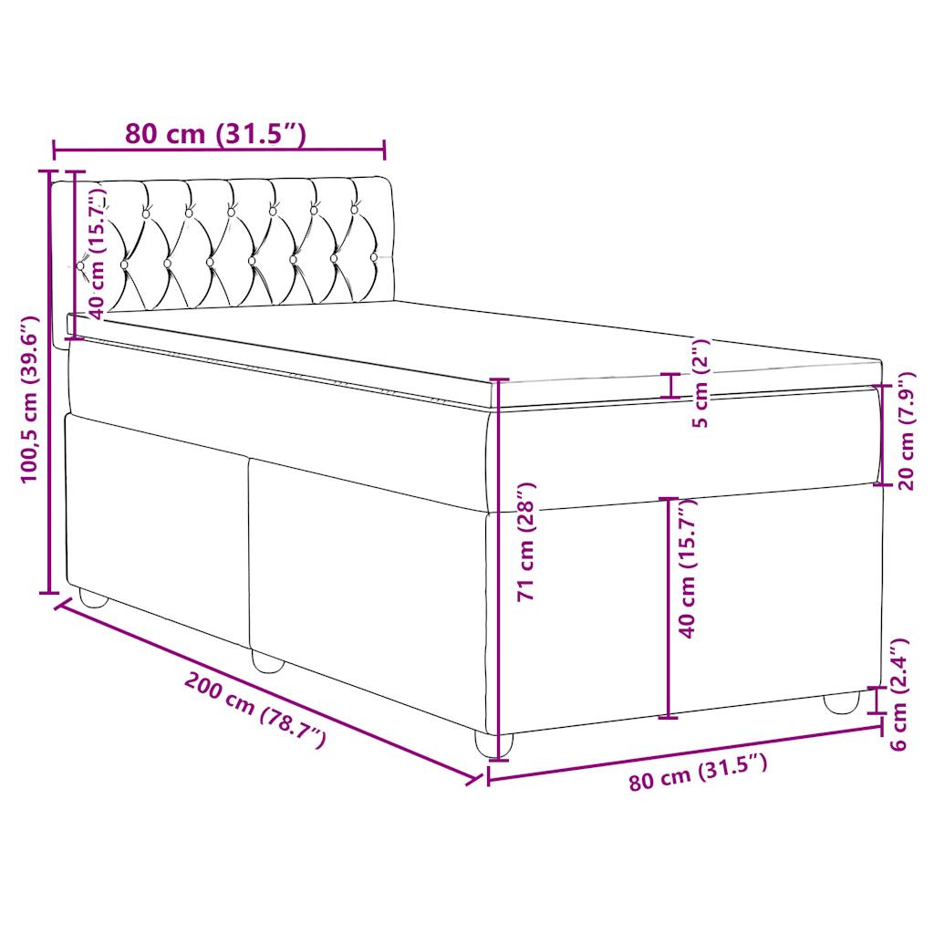 Box spring postel s matrací krémová 80 x 200 cm textil - obrázek 18