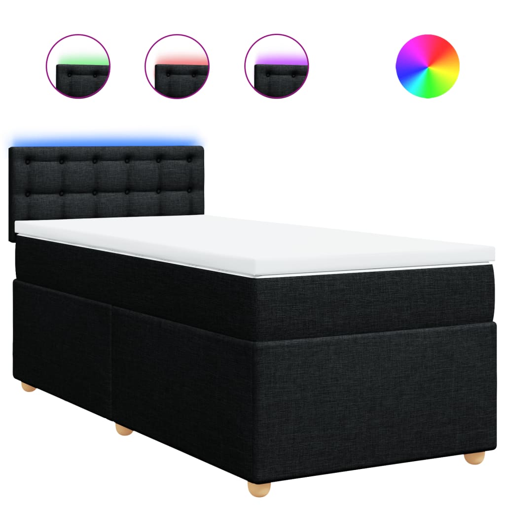 Thumbnail - vidaXL Boxspringbett mit Matratze Schwarz 80x200 cm Stoff