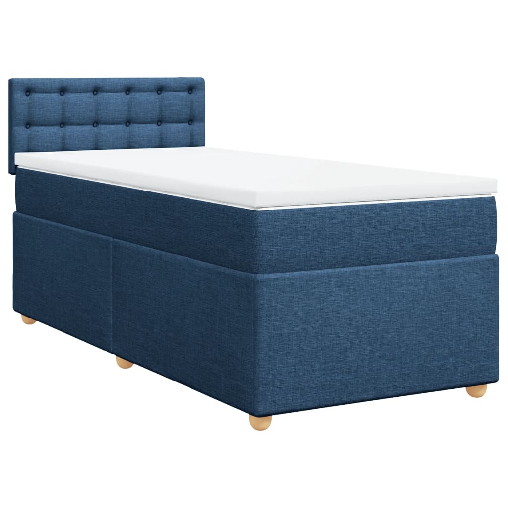 vidaXL Boxspring met matras stof blauw 80x200 cm afbeelding