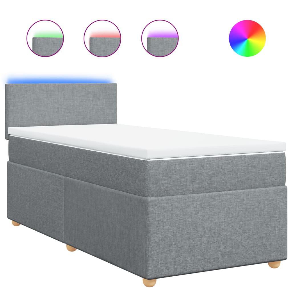 vidaXL Box spring postel s matrací světle šedá 90x190 cm textil