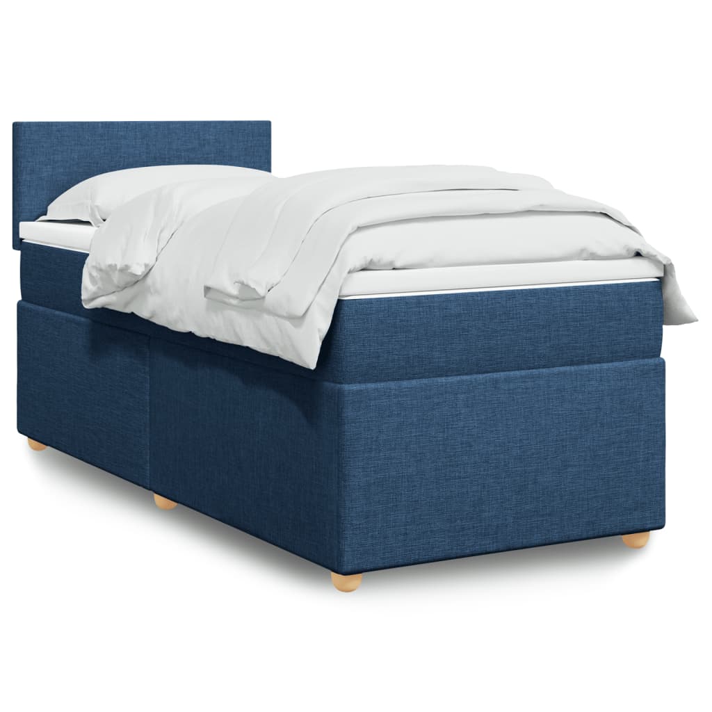 Boxspringbett mit Matratze Blau 90×190 cm Stoff