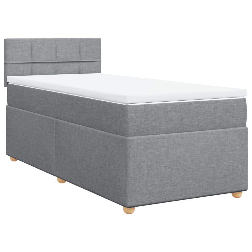 vidaXL Boxspring met matras stof lichtgrijs 90x190 cm afbeelding