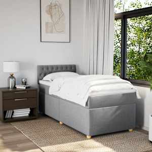 Box spring postel s matrací světle šedá 90x190 cm textil - obrázek 4